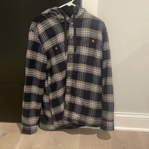 LL Bean button down hoodie jacket size medium. Button down plaid